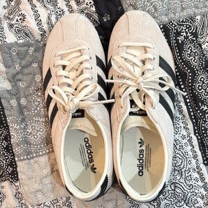 adidas Cream Suede Sneakers with Black Stripes